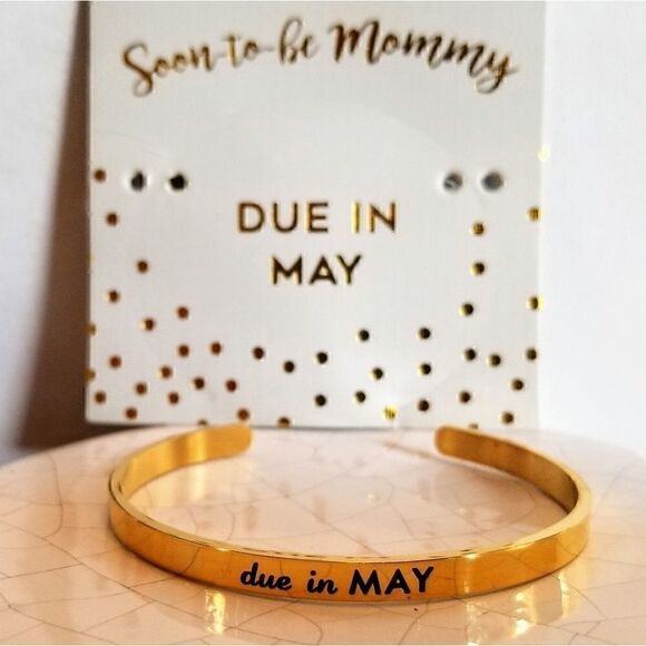 May Soon To Be Mommy Due In Engraved Bracelet NEW - Picture 2 of 6